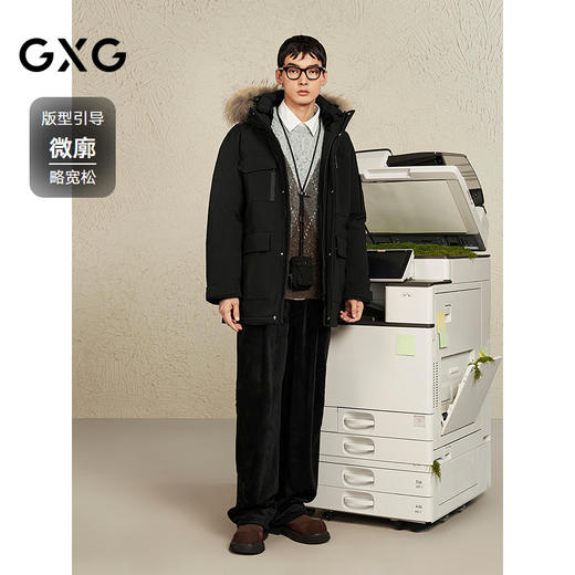 【三防/鹅绒】GXG男装大鹅羽绒服男毛领工装羽绒外套通勤24冬热卖羽绒服 商品图1