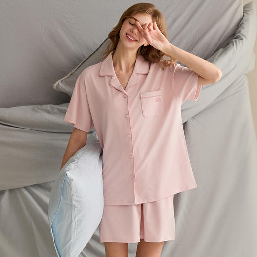 芬腾情侣薄款男女睡衣 · 夏季纯棉短袖 休闲宽松大码家居服全棉套装｜品牌直发 商品图2