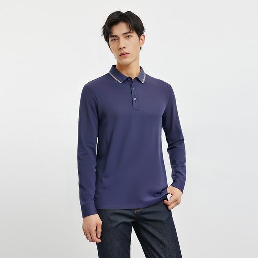 【提花领】罗蒙春秋男士仿丝光polo衫男长袖t恤男商务男士polo衫长袖 商品图2