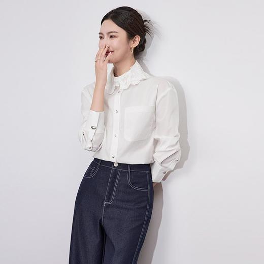 【高货wl】全新升级【铂金会员257/天猫339/差价82】(64633) 洛诗琳法式时尚刺绣翻领上衣2025春季高级感棉质长袖衬衫 商品图0