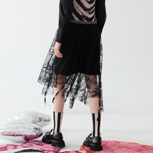 谜底两件式蕾丝半身裙2025春主题刺绣浪漫不规则中长裙251MB0105 商品图2