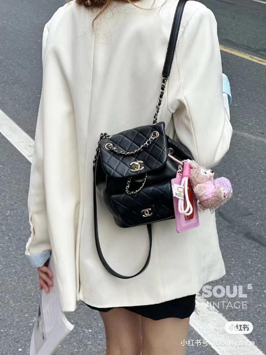 D012129可单肩可双肩可手提质感超好羊皮纹duma双肩包 商品图1