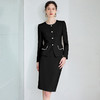 IWY/法式通勤西装套装女高级感珍珠圆领长袖外套黑色职业装正装半裙CS2072 商品缩略图2