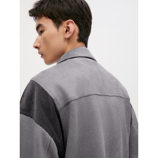 GXG男装 空气层仿麂皮休闲夹克男异材质拼接时尚外套 24秋季热卖 商品图4