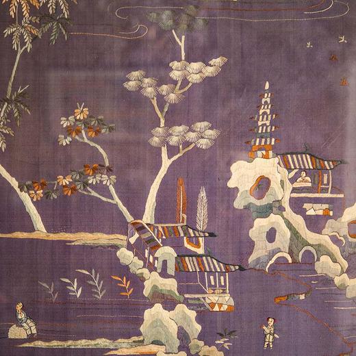 独角鹿西洋古董 19世纪中国晚清时期出品「游园山水」东方景观人物主题苏绣挂屏 商品图4