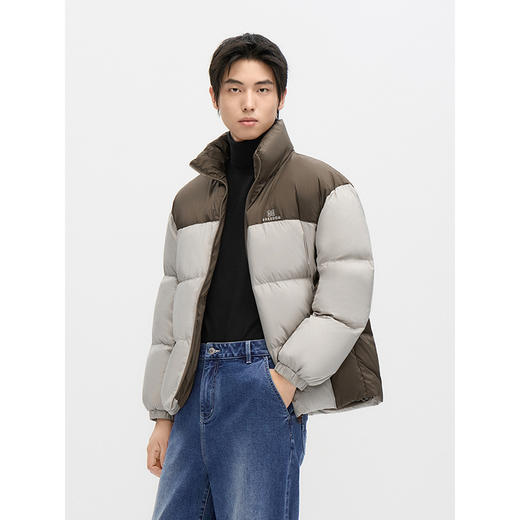 GXG男装  2024冬季热卖GXG三防撞色休闲百搭保暖立领短款羽绒服男外套鸭绒 商品图2