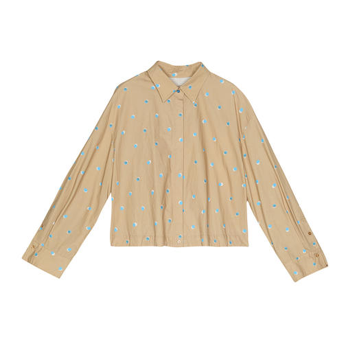 谜底波点印花衬衫长袖女2025春新品通勤风下摆收边衬衣251MC0084 商品图4