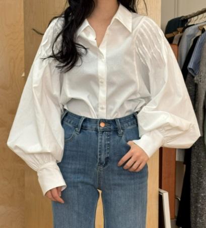 【门店同款】ENJOY春季盐貌似糖韩系灯笼袖衬衫 160848596 商品图3