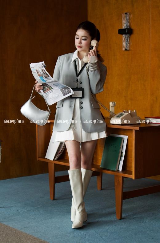 【门店同款】ENJOY春季盐貌似糖带丝巾单排扣西装 160946621 商品图5