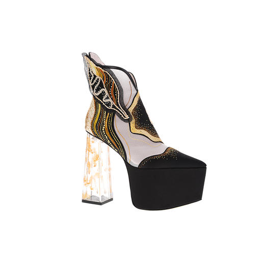 sheme薛凯琪演唱会同款野纤物语全球限量刺绣手绘透明跟女士短靴可定制 商品图4