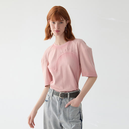 谜底纯棉T恤短袖女2025春季新品温柔浪漫泡泡袖百搭上衣251MT0072 商品图1