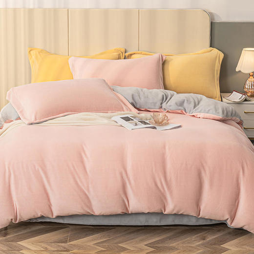 多喜爱-牛奶绒四件套<慕斯（蓝、粉）> 商品图1