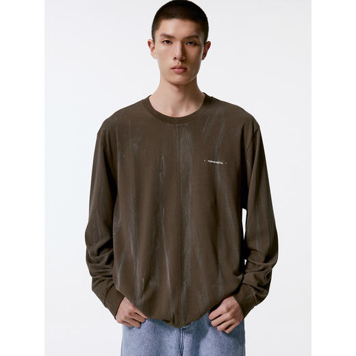 GXG男装 棕色潮流印花时尚圆领长袖T恤男 24年秋季热卖G24X343008 商品图3