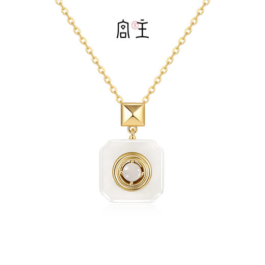 Fanci范琦×宫主福满平安扣项链凝脂白925银和田白玉新中式小众感 商品图0