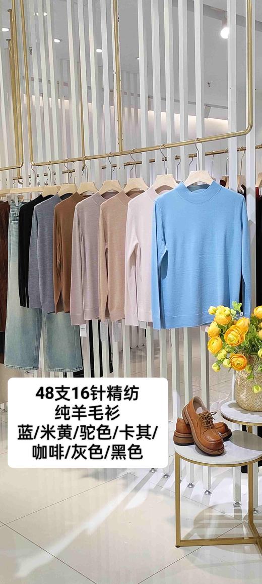 48G168简洁百搭半高48支16针精纺纯羊毛衫 商品图2