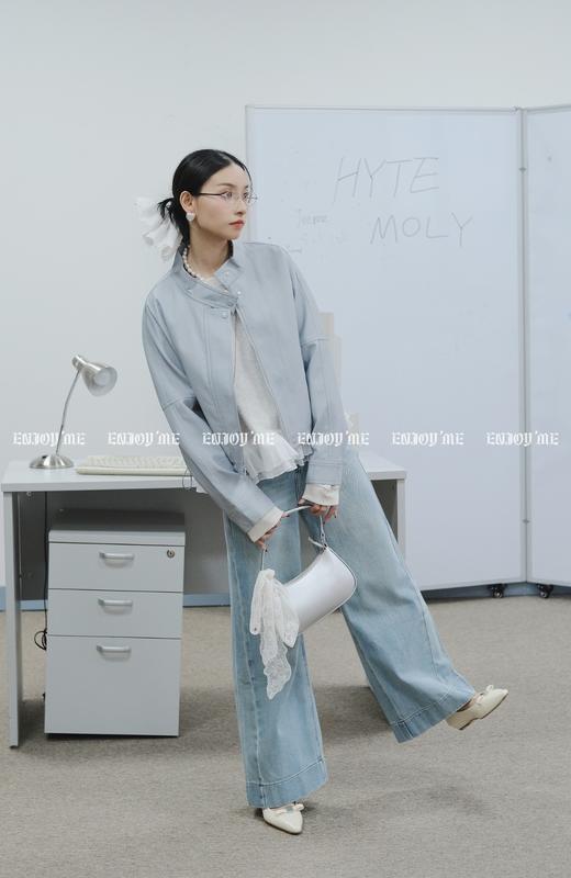 【门店同款】ENJOY春季盐貌似糖小立领夹克皮衣 160896168 商品图3