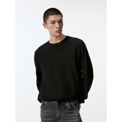 GXG男装  多色华夫格简约基础设计长袖T恤24年秋季热卖G24X343001 商品图3