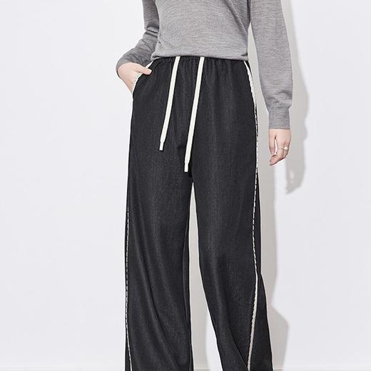 【高货wl】全新升级【铂金会员238/天猫319/差价81】(81733) 洛诗琳春季新款复古超软怀旧撞色棉线蕾丝边阔腿牛仔裤 商品图3