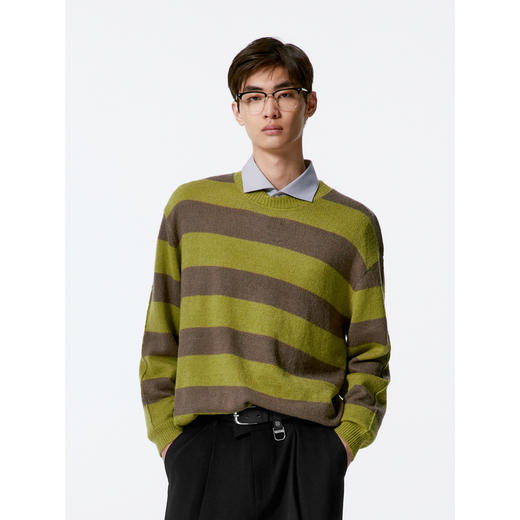 GXG男装 条纹宽松毛衣男圆领针织毛衫 时尚潮流好搭毛衫 秋季热卖G24X203001 商品图2