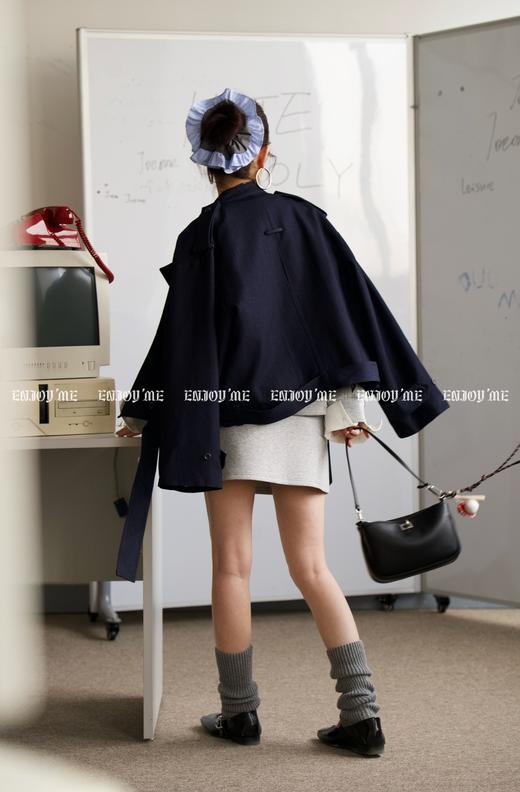 【门店同款】ENJOY春季“盐貌似糖”普洗蓝条纹翻袖外套 160793927 商品图2