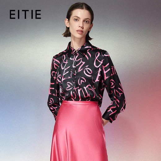 EITIE爱特爱春季新款时尚百搭显瘦印花衬衫女7709408 商品图0
