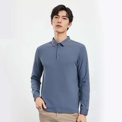 【撞色领】罗蒙春秋男士仿丝光polo衫男长袖t恤男商务男士polo衫长袖 商品图2