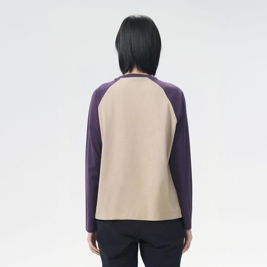 北极狐 女士户外长袖T恤 2025新款宽松撞色休闲打底衫012512015 商品图2