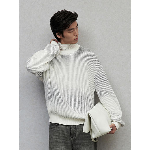 GXG男装 灰白渐变设计毛衣简约针织衫时尚通勤线衫 
 冬季热卖 商品图2