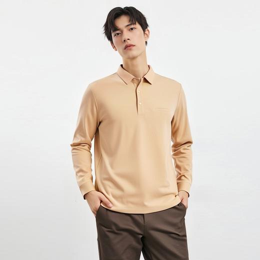 罗蒙春秋男士仿丝光长袖t恤男商务男士polo衫男长袖上衣男 商品图2