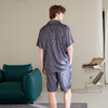 芬腾睡衣男春夏季条纹男款冰丝短袖青年宽松休闲加大码家居服套装 商品缩略图1