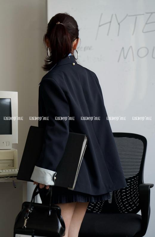 【门店同款】ENJOY春季盐貌似糖翻边撞色两粒扣西装 160946671 商品图4