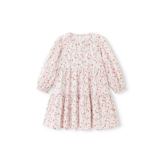 英氏女童裙子春夏长袖透气森系女宝碎花连衣裙百搭2025新款A字裙 商品图4