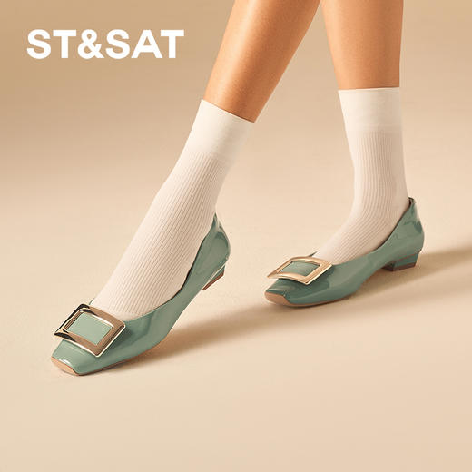 星期六优雅时尚经典方扣低跟单鞋SSD1111020 商品图6
