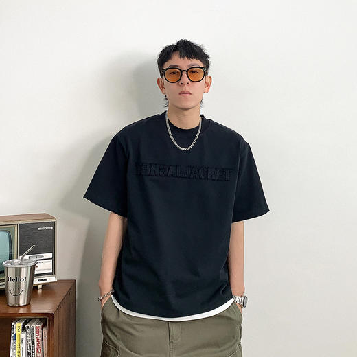 徐太浪时尚贴布字母短袖T恤男春季新款潮牌男装内搭打底半袖上衣 商品图2