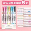 开学季福利！【新款全套花边创意笔】6支装全花纹网红创意曲线笔花形轮廓笔速干手账荧光笔彩色笔划重点波浪标记笔 商品缩略图9
