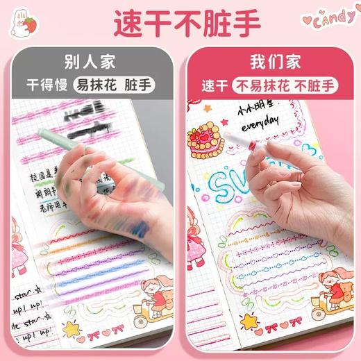开学季福利！【新款全套花边创意笔】6支装全花纹网红创意曲线笔花形轮廓笔速干手账荧光笔彩色笔划重点波浪标记笔 商品图1