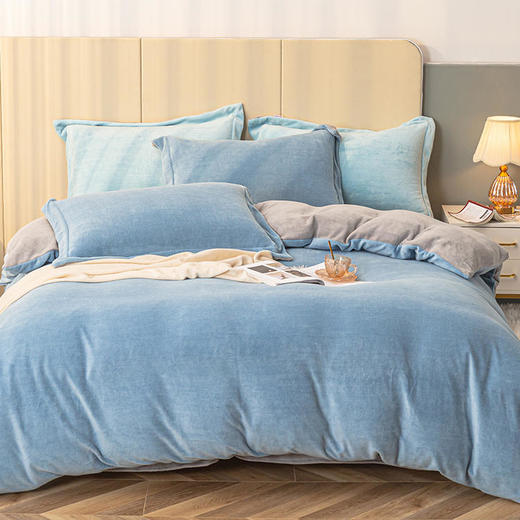 多喜爱-牛奶绒四件套<慕斯（蓝、粉）> 商品图0