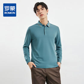 【提花领】罗蒙春秋男士仿丝光polo衫男长袖t恤男商务男士polo衫长袖
