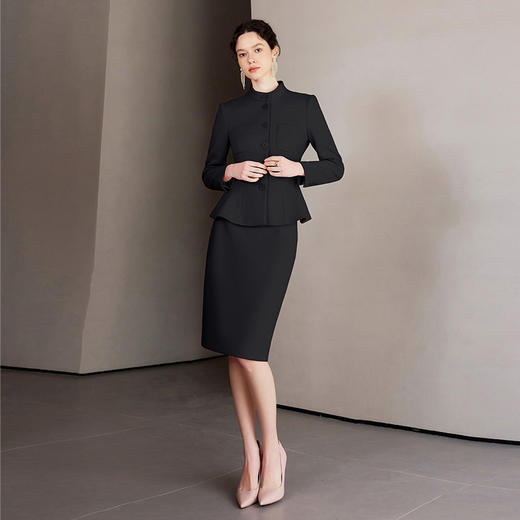 IWY/正式场合西装套装女气质小香风波浪边羊毛外套商务通勤职场女装CS2187 商品图3