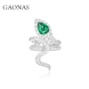 GAONAS 925银合成锆石戒指 灵蛇游中式灵动美绿色开口戒指11243JG 商品缩略图0