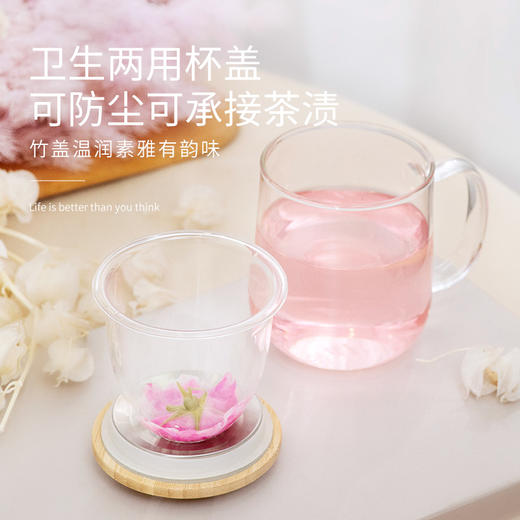 雅集玻璃杯悠觉杯400ml（竹盖款） 商品图7