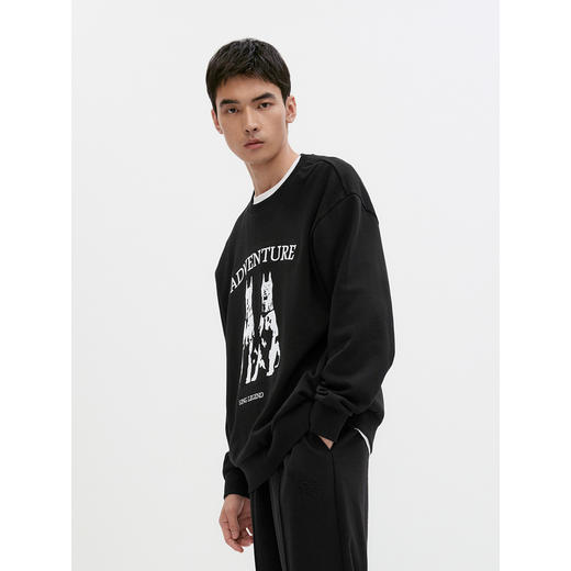 GXG男装 多色植绒动物印花复古休闲宽松圆领卫衣男 24年秋季热卖 商品图4