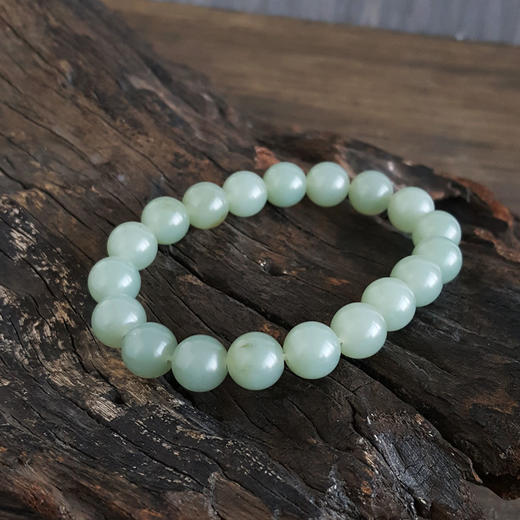 【天然正品】天然约10.0MM新疆料青玉和田玉圆珠手串 现售价：1680！031224NJM14 商品图4