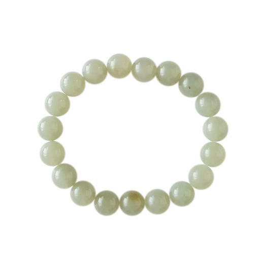 【天然正品】天然约10.0MM新疆料青玉和田玉圆珠手串 现售价：1680！031224NJM14 商品图0