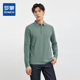 【撞色领】罗蒙男士春秋polo衫经典翻领男长袖t恤百搭商务休闲男士polo衫长袖