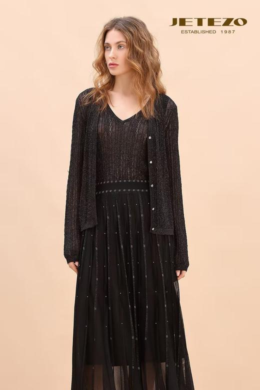 裘堤婼JETEZO银葱密织针织开衫BE10227D1 商品图2