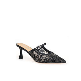 豪麟名鞋奥莱迪嘉女鞋穆勒鞋织物+牛皮革DJYYA51WB002黑色  原价1660元