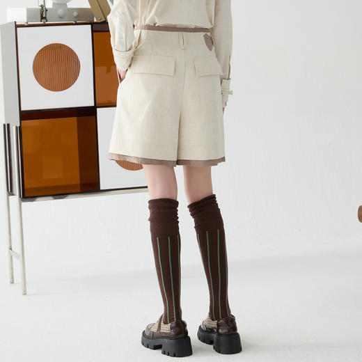 谜底短裤女士2025春新品通勤百搭时髦都市感休闲直筒裤251MK0057 商品图2