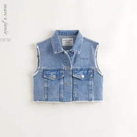 马克珍妮女童时尚百搭纯棉牛仔马甲2025年春装新款250130