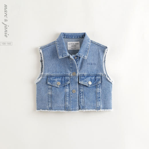 马克珍妮女童时尚百搭纯棉牛仔马甲2025年春装新款250130 商品图0